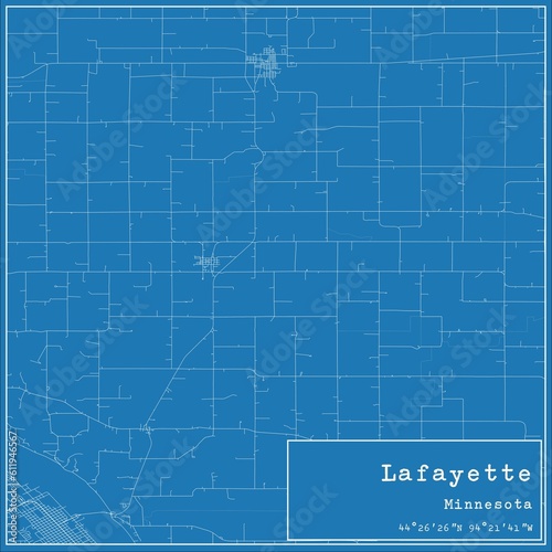 Blueprint US city map of Lafayette, Minnesota.