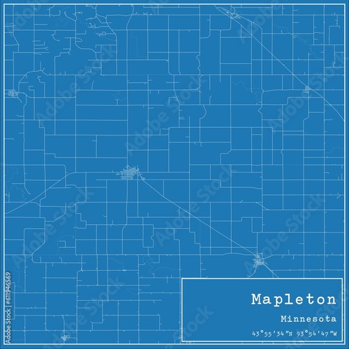 Blueprint US city map of Mapleton, Minnesota.