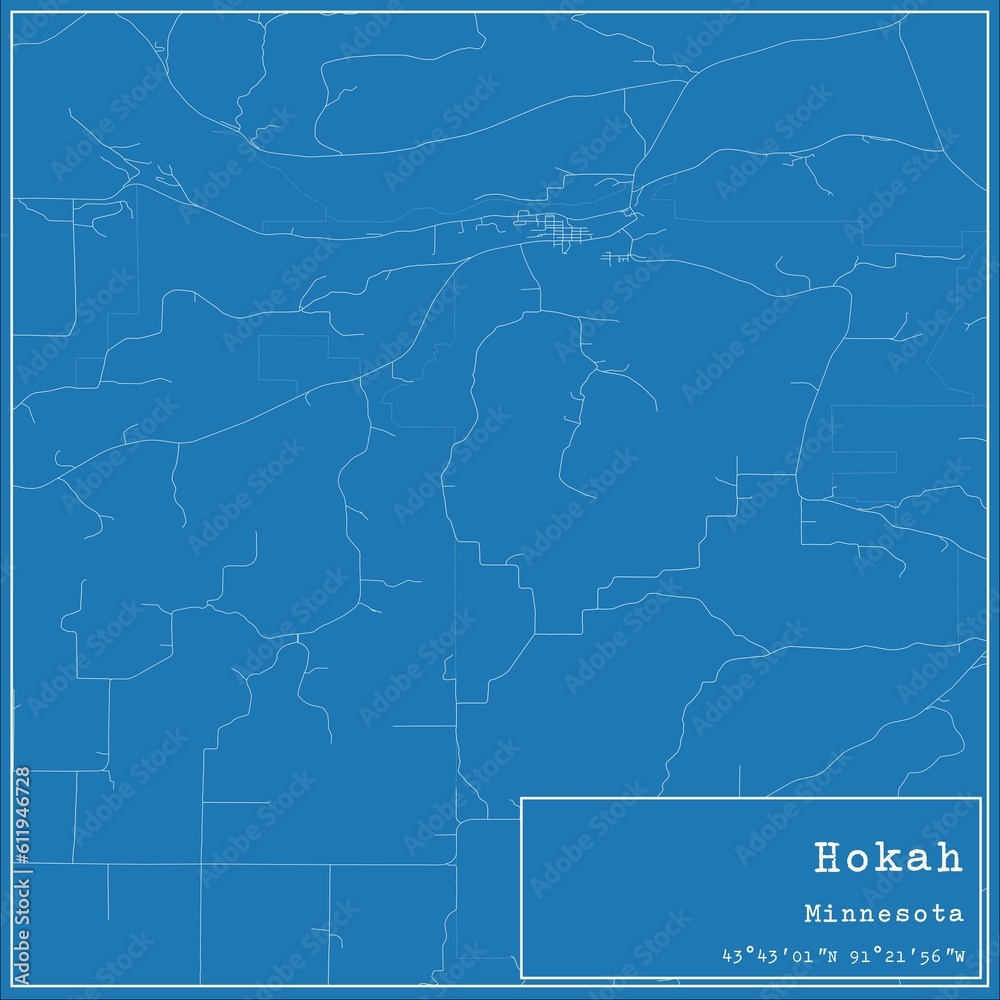 Obraz premium Blueprint US city map of Hokah, Minnesota.