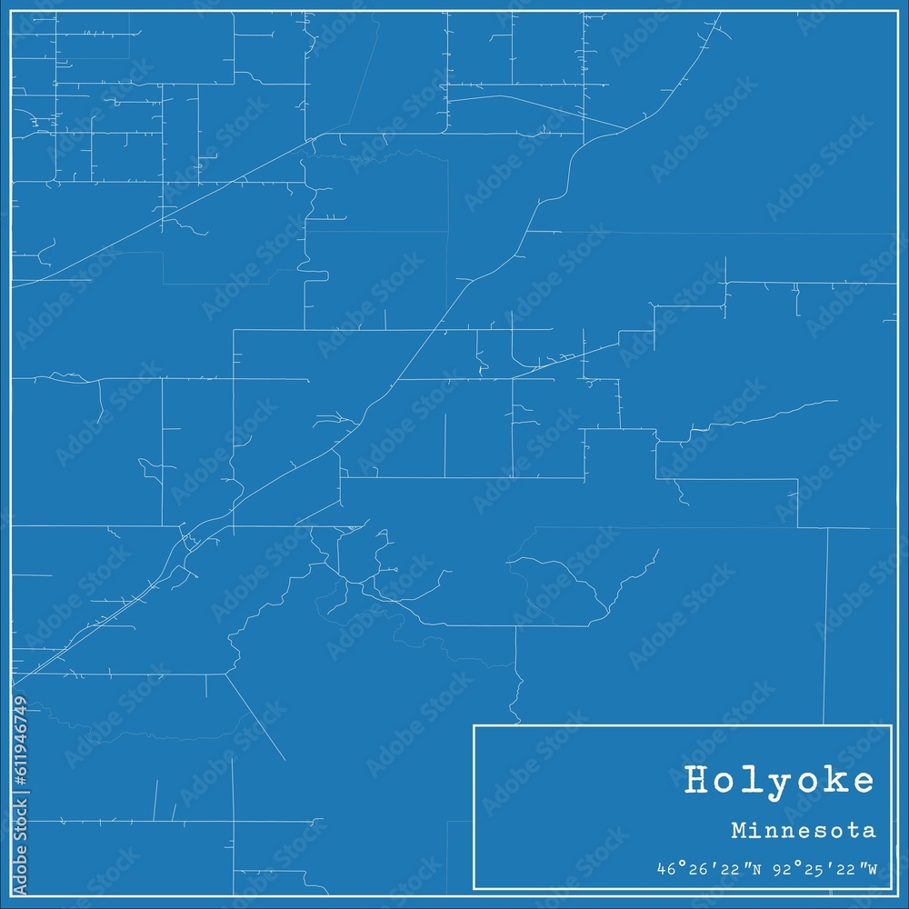 Blueprint US city map of Holyoke, Minnesota.