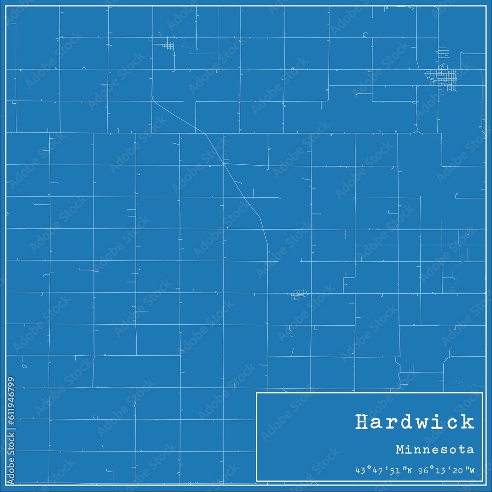 Blueprint US city map of Hardwick, Minnesota.