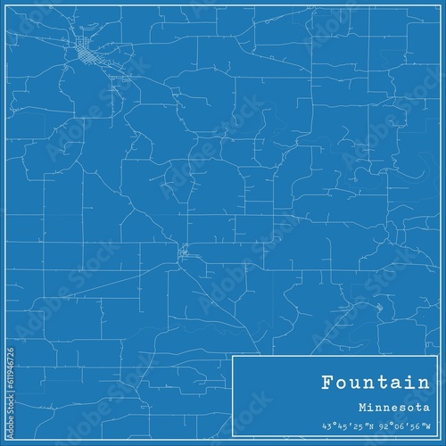 Blueprint US city map of Fountain  Minnesota.