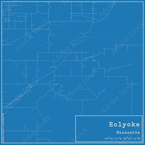 Blueprint US city map of Holyoke, Minnesota. photo