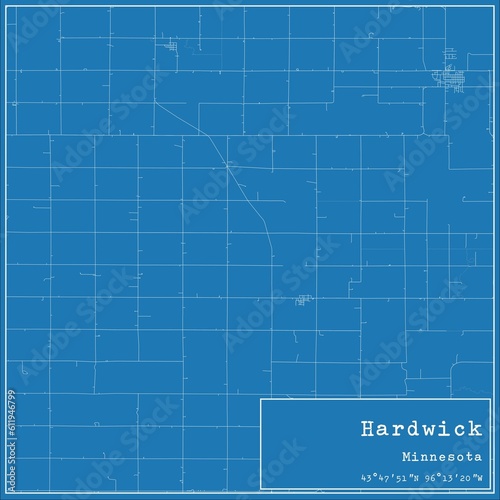 Blueprint US city map of Hardwick, Minnesota. photo