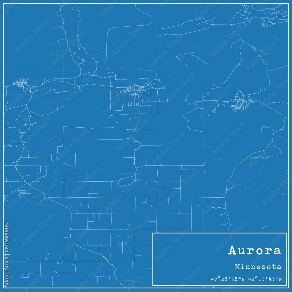 Blueprint US city map of Aurora, Minnesota. Blueprint US city map of Aurora, Minnesota.