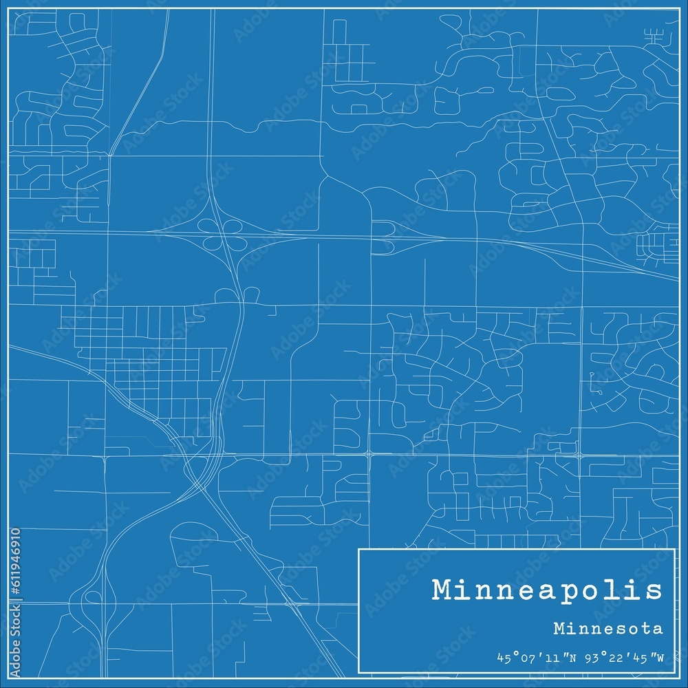 Blueprint US city map of Minneapolis, Minnesota. Blueprint US city map of Minneapolis, Minnesota.