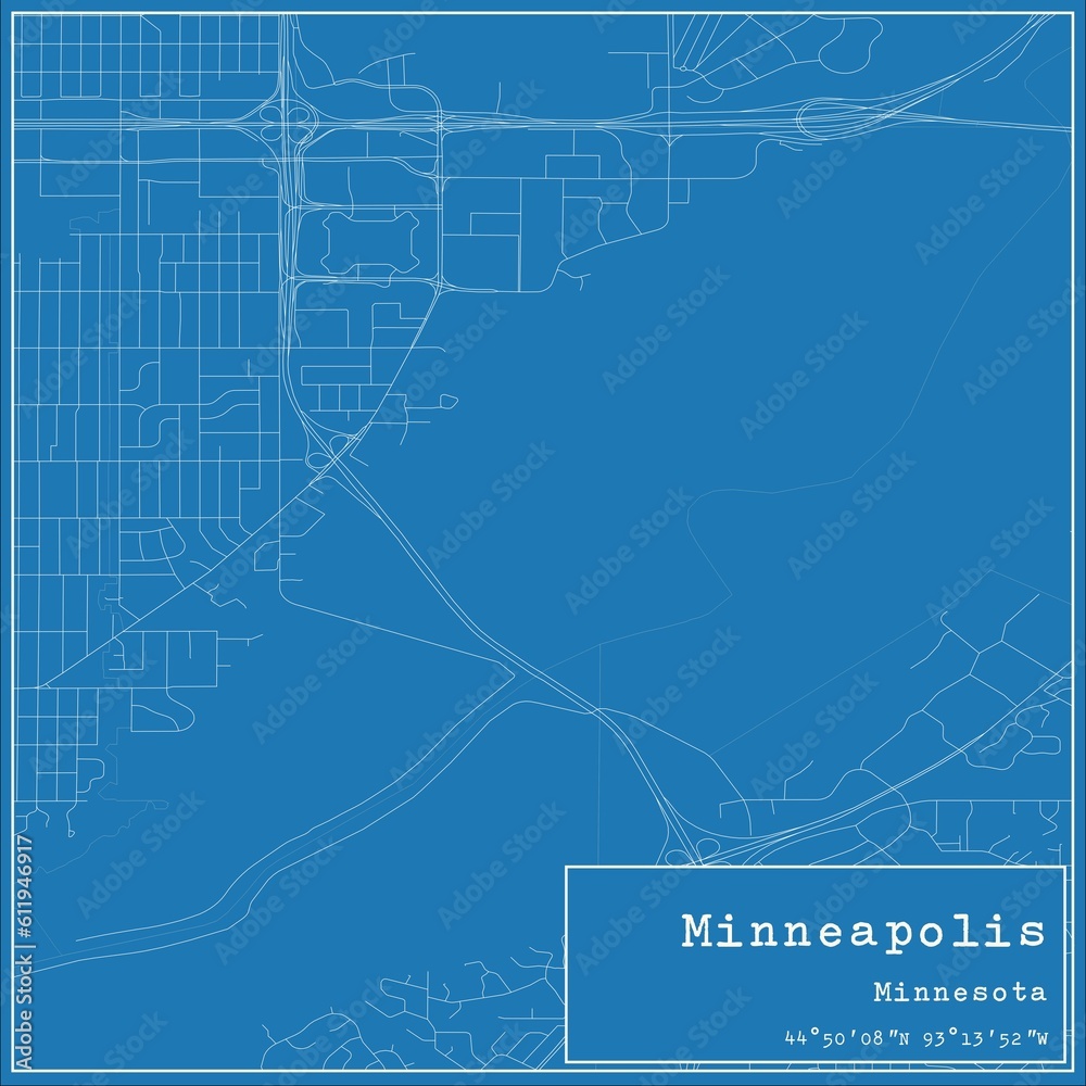 Fototapeta premium Blueprint US city map of Minneapolis, Minnesota.
