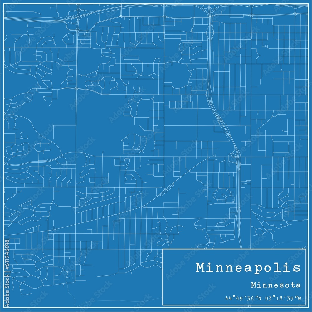 Fototapeta premium Blueprint US city map of Minneapolis, Minnesota.