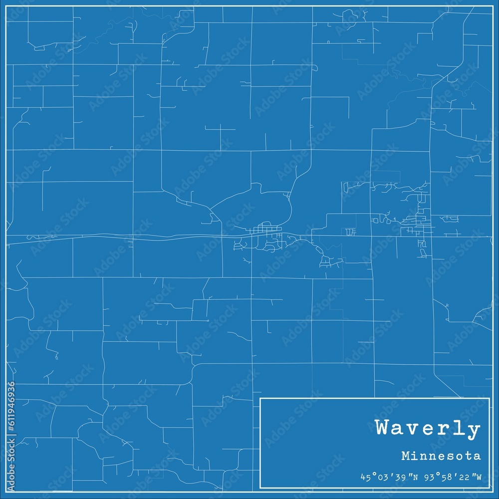 Blueprint US city map of Waverly, Minnesota. Blueprint US city map of Waverly, Minnesota.