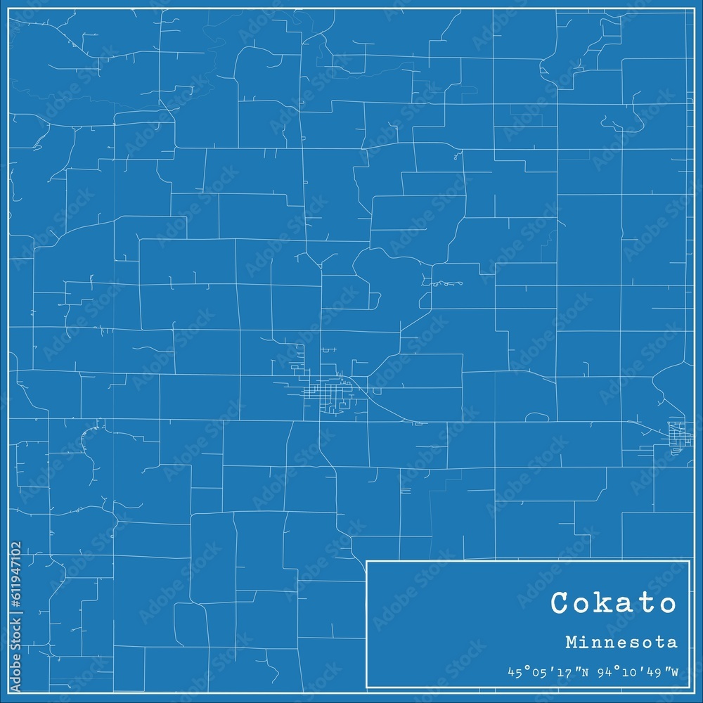 Blueprint US city map of Cokato, Minnesota. Blueprint US city map of Cokato, Minnesota.