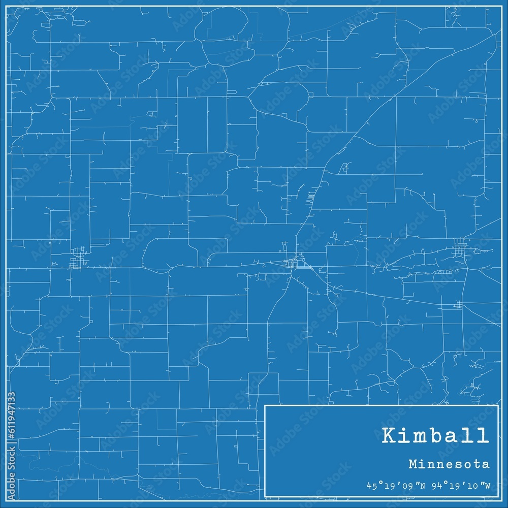 Fototapeta premium Blueprint US city map of Kimball, Minnesota.
