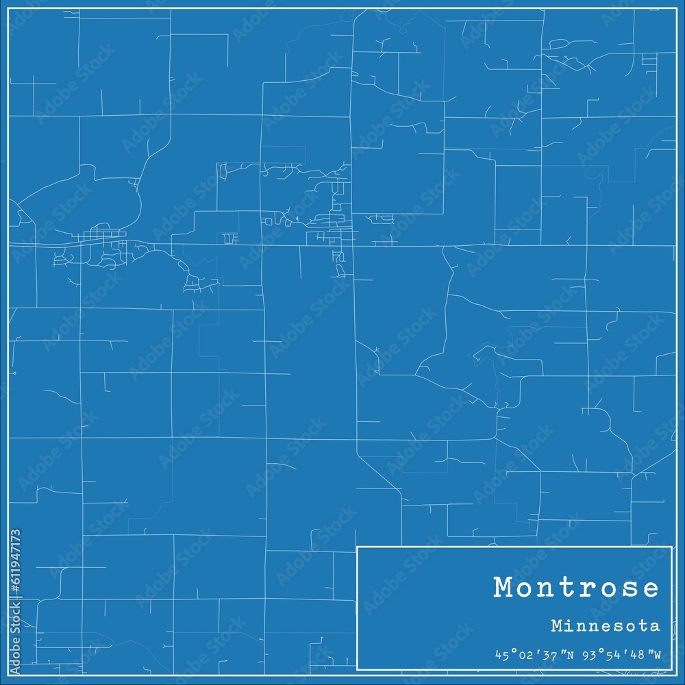 Blueprint US city map of Montrose, Minnesota.