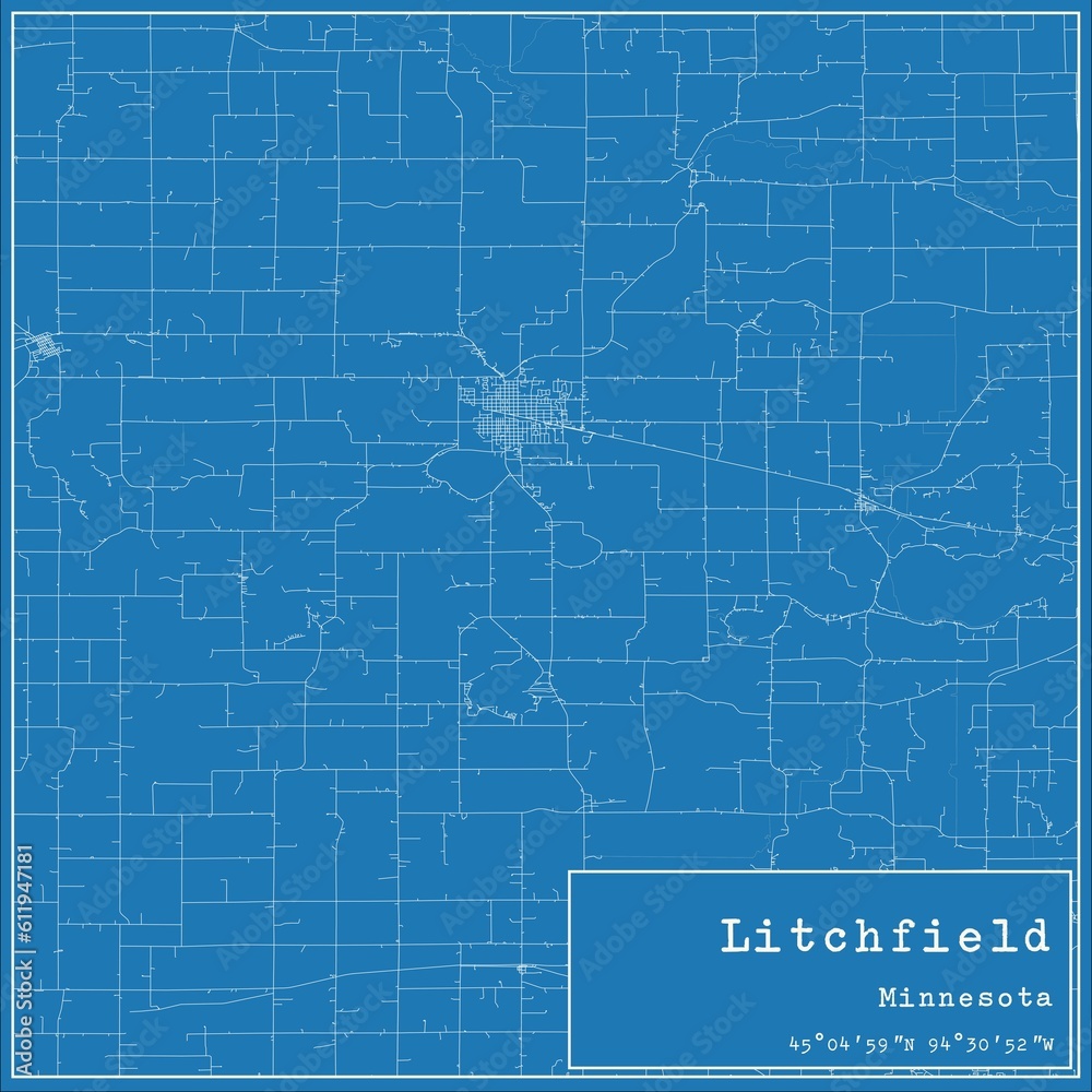 Obraz premium Blueprint US city map of Litchfield, Minnesota.