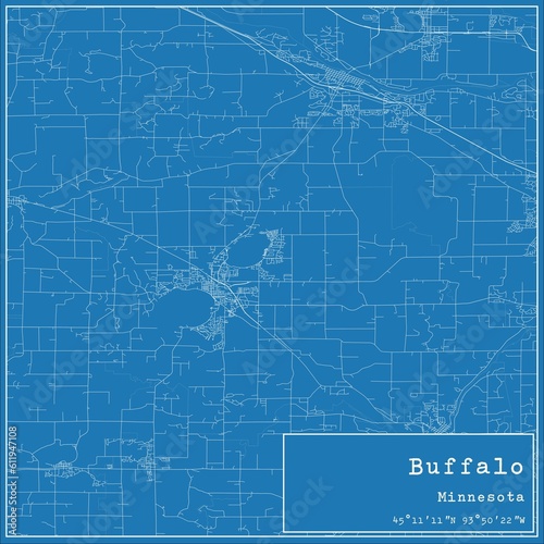 Blueprint US city map of Buffalo, Minnesota. photo