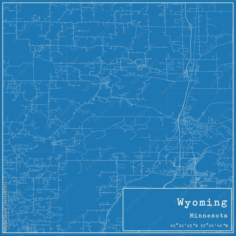 Blueprint US city map of Wyoming, Minnesota.