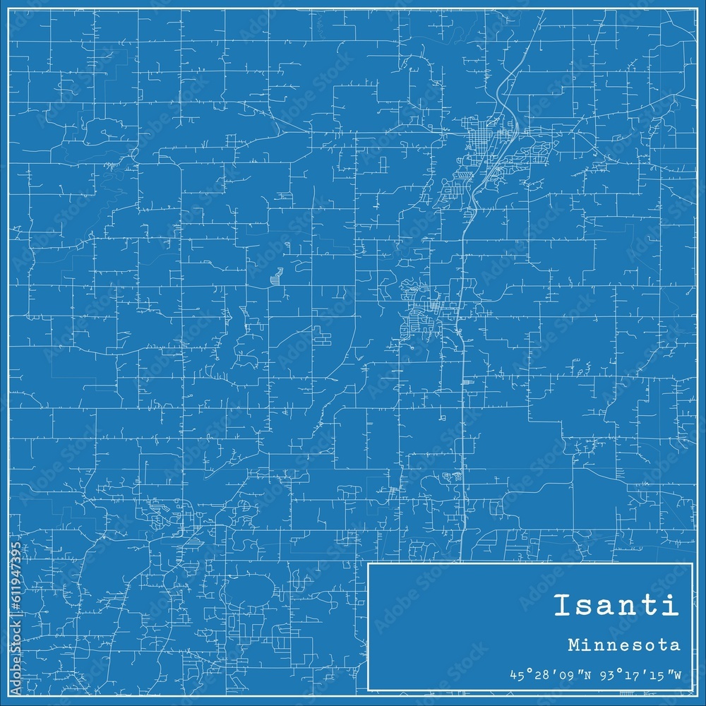 Fototapeta premium Blueprint US city map of Isanti, Minnesota.