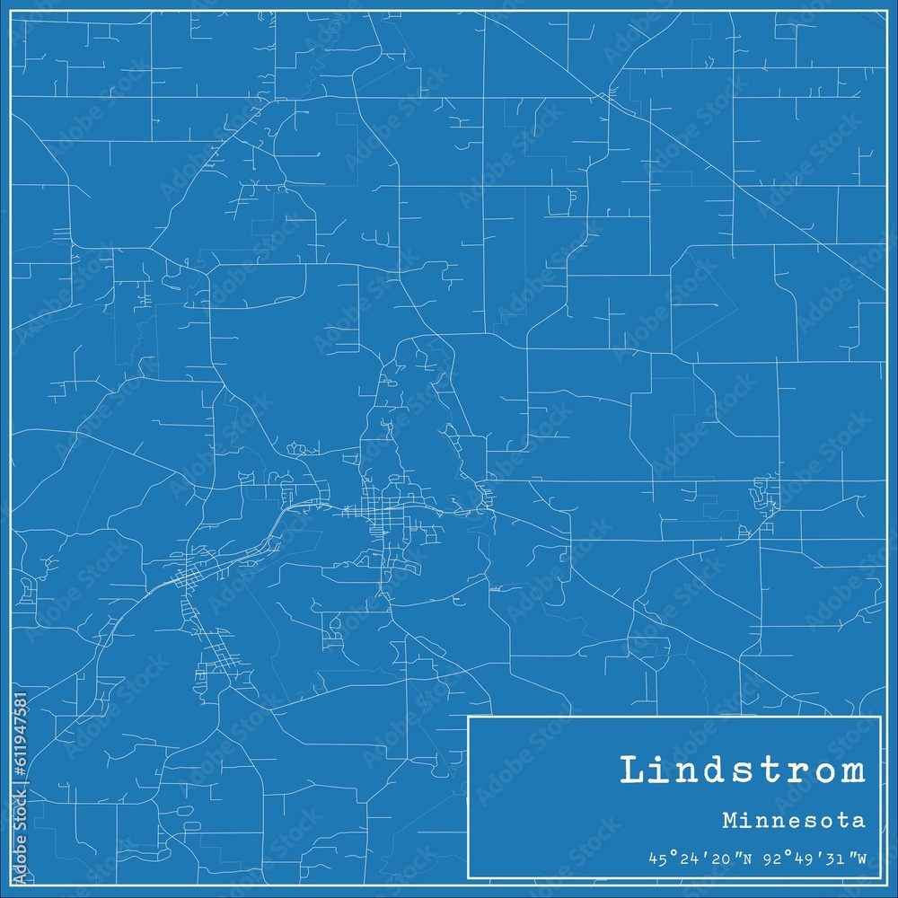 Obraz premium Blueprint US city map of Lindstrom, Minnesota.