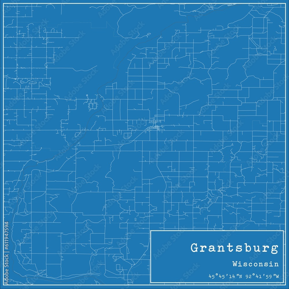 Blueprint US city map of Grantsburg, Wisconsin. Blueprint US city map of Grantsburg, Wisconsin.