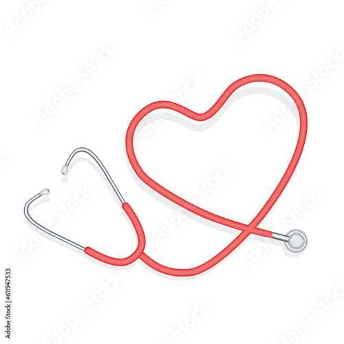 stethoscope icon with heart shape. Health and medicine symbol, Isolated vector illustration love