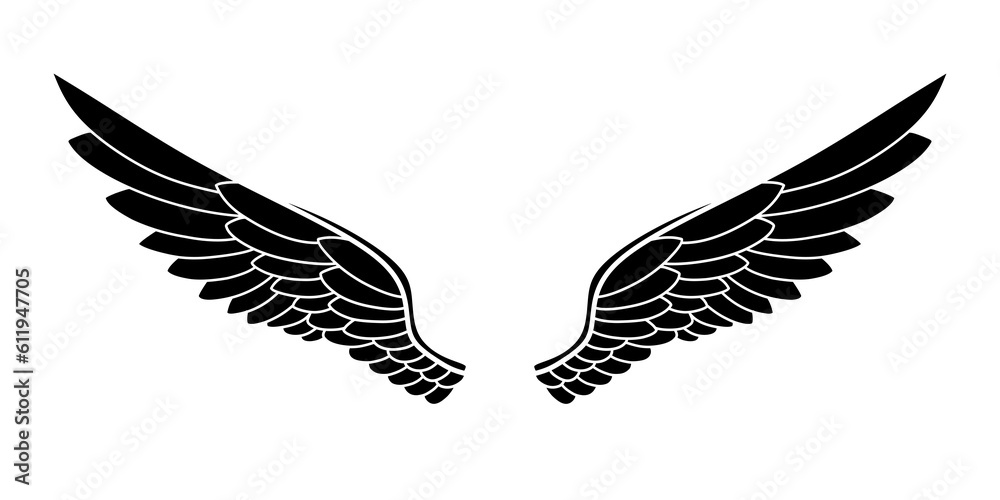 Fototapeta premium vector silhouette angel wings logo 