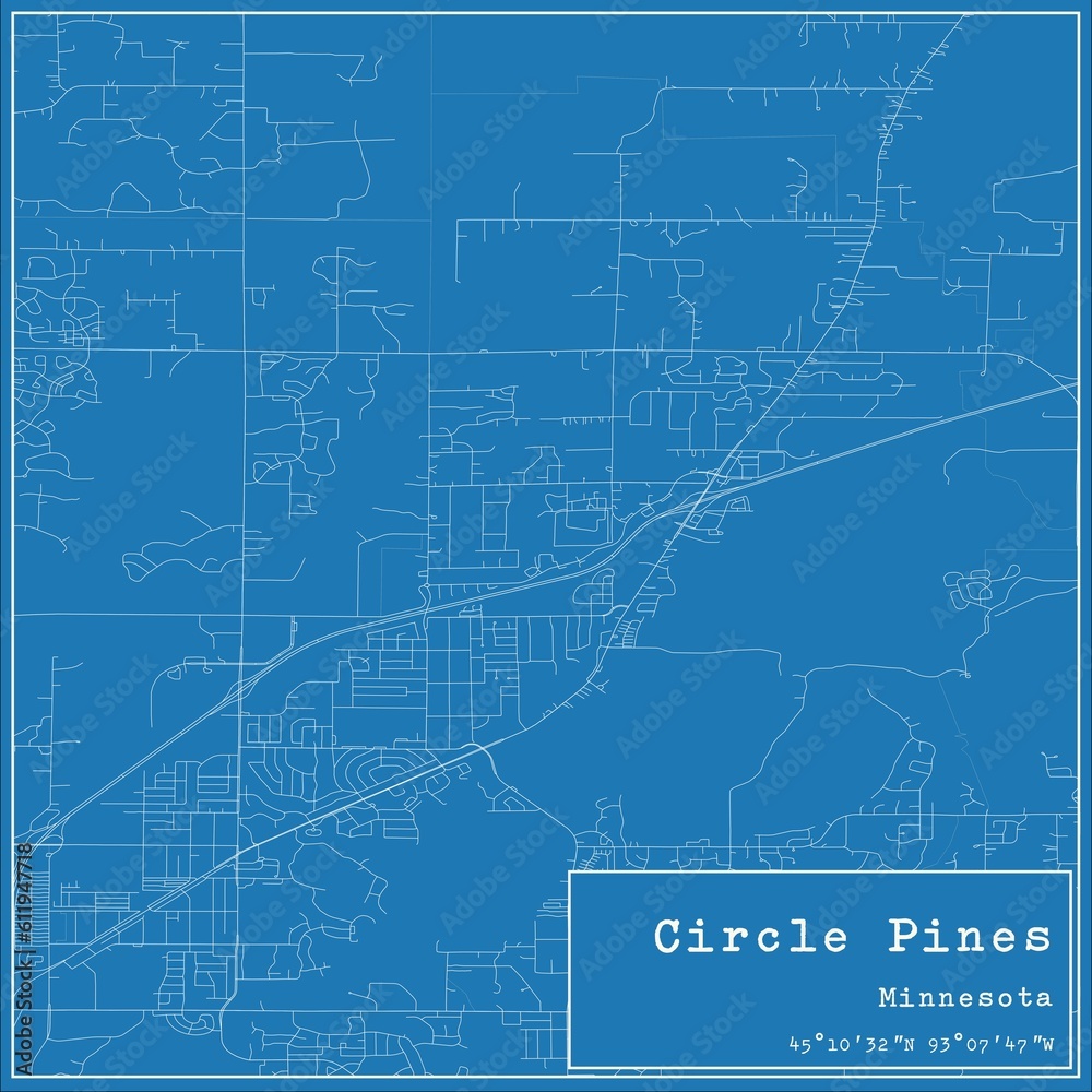 Obraz premium Blueprint US city map of Circle Pines, Minnesota.