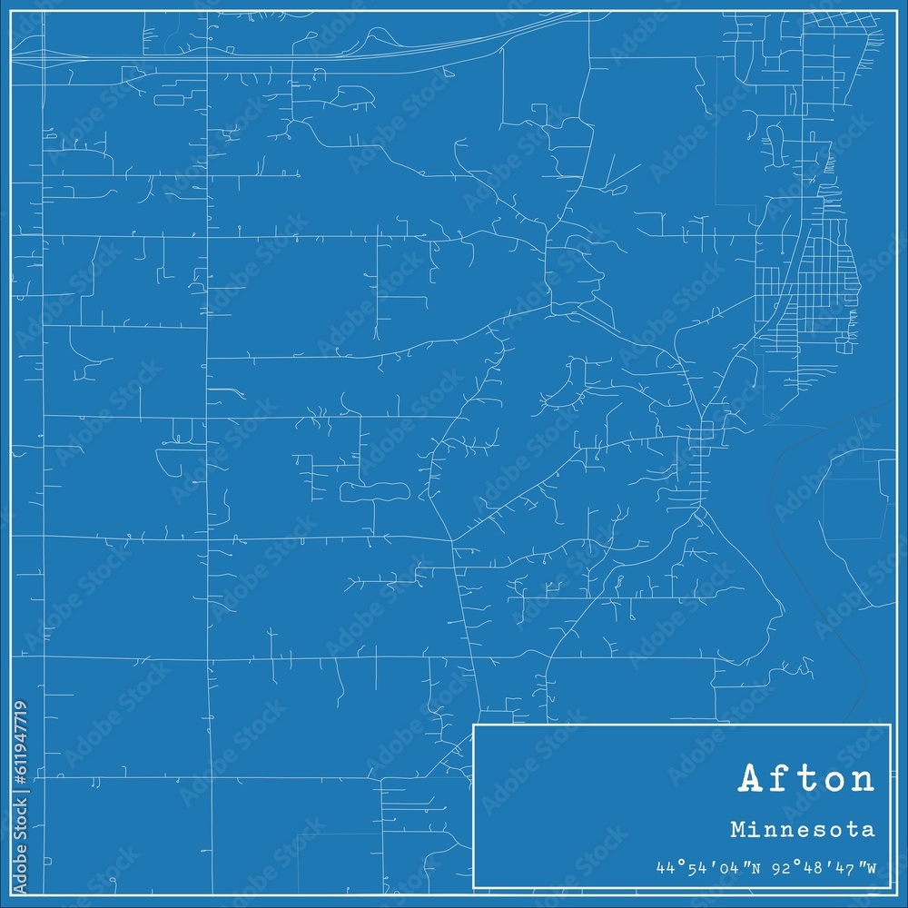 Blueprint US city map of Afton, Minnesota.