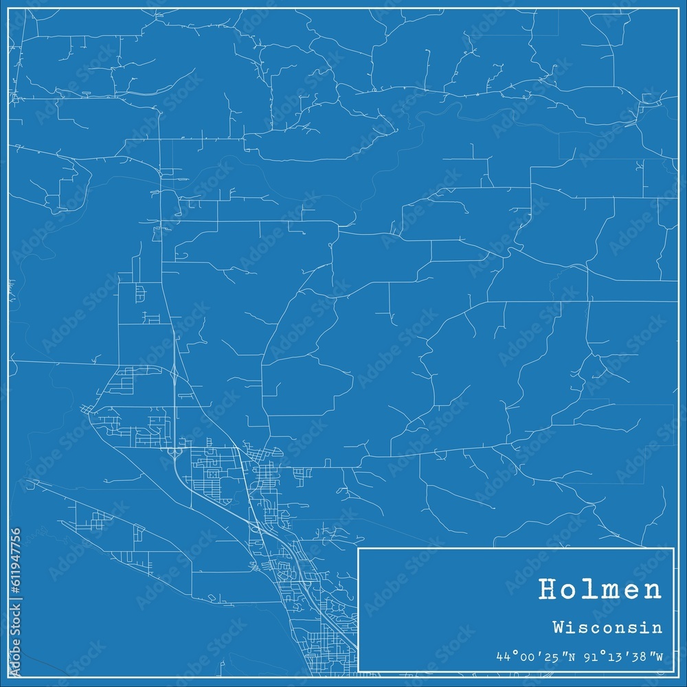 Blueprint US city map of Holmen, Wisconsin.