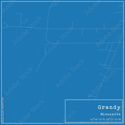 Blueprint US city map of Grandy, Minnesota. photo