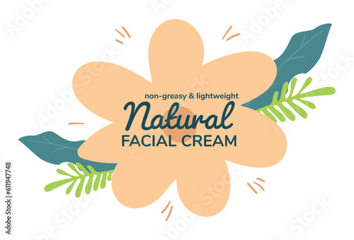 Natural facial cream, non greasy and lightweight