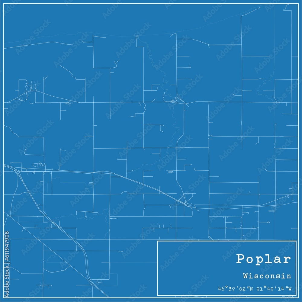 Blueprint US city map of Poplar, Wisconsin. Blueprint US city map of Poplar, Wisconsin.