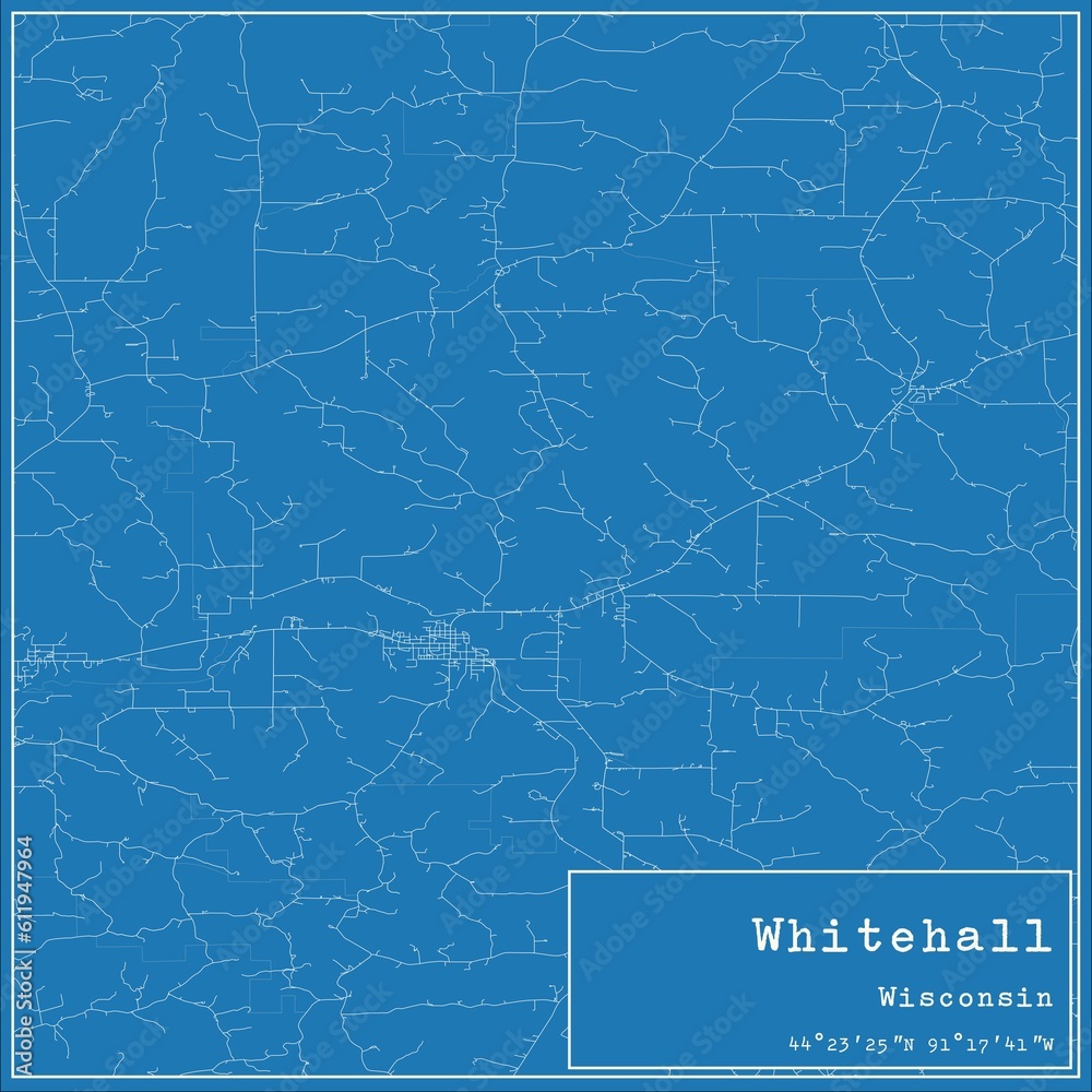 Blueprint US city map of Whitehall, Wisconsin. Blueprint US city map of Whitehall, Wisconsin.