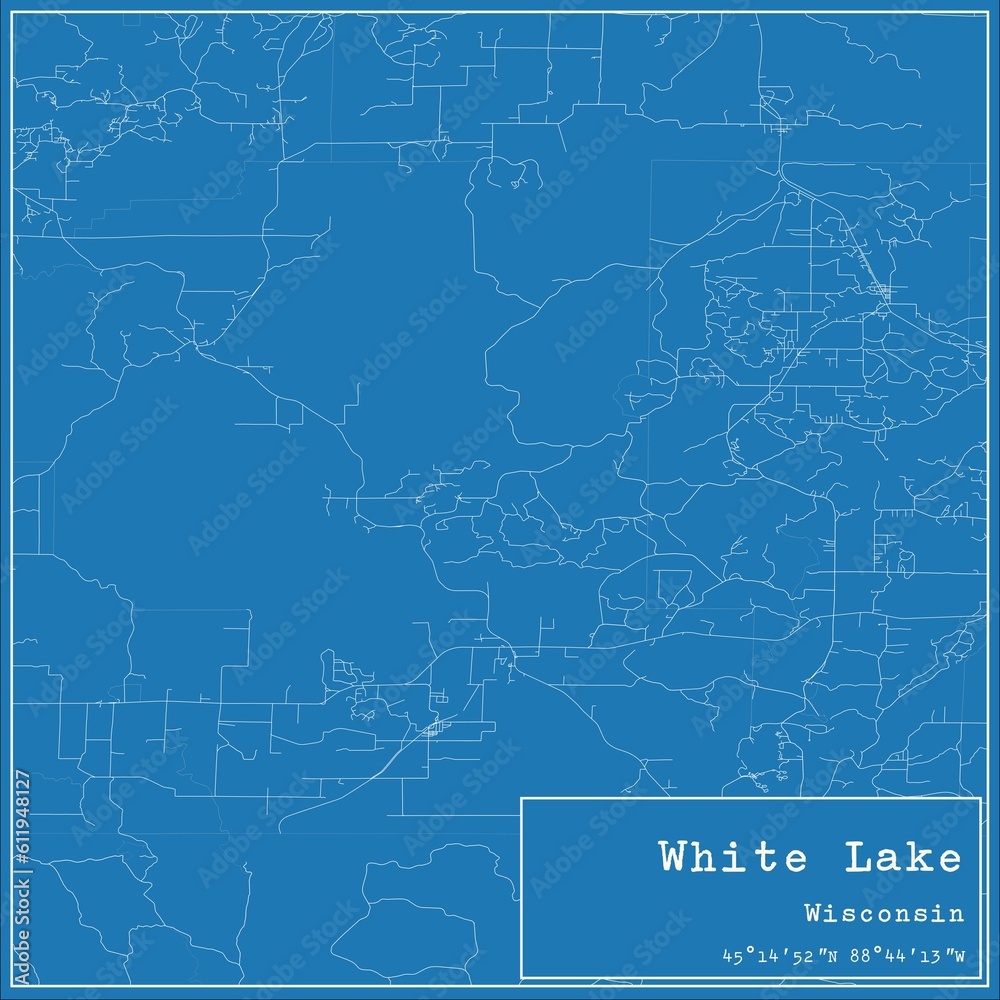 Blueprint US city map of White Lake, Wisconsin.