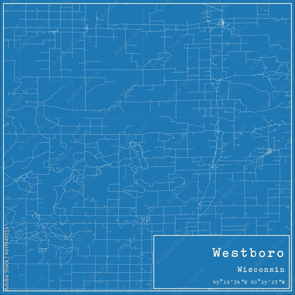 Blueprint US city map of Westboro, Wisconsin.