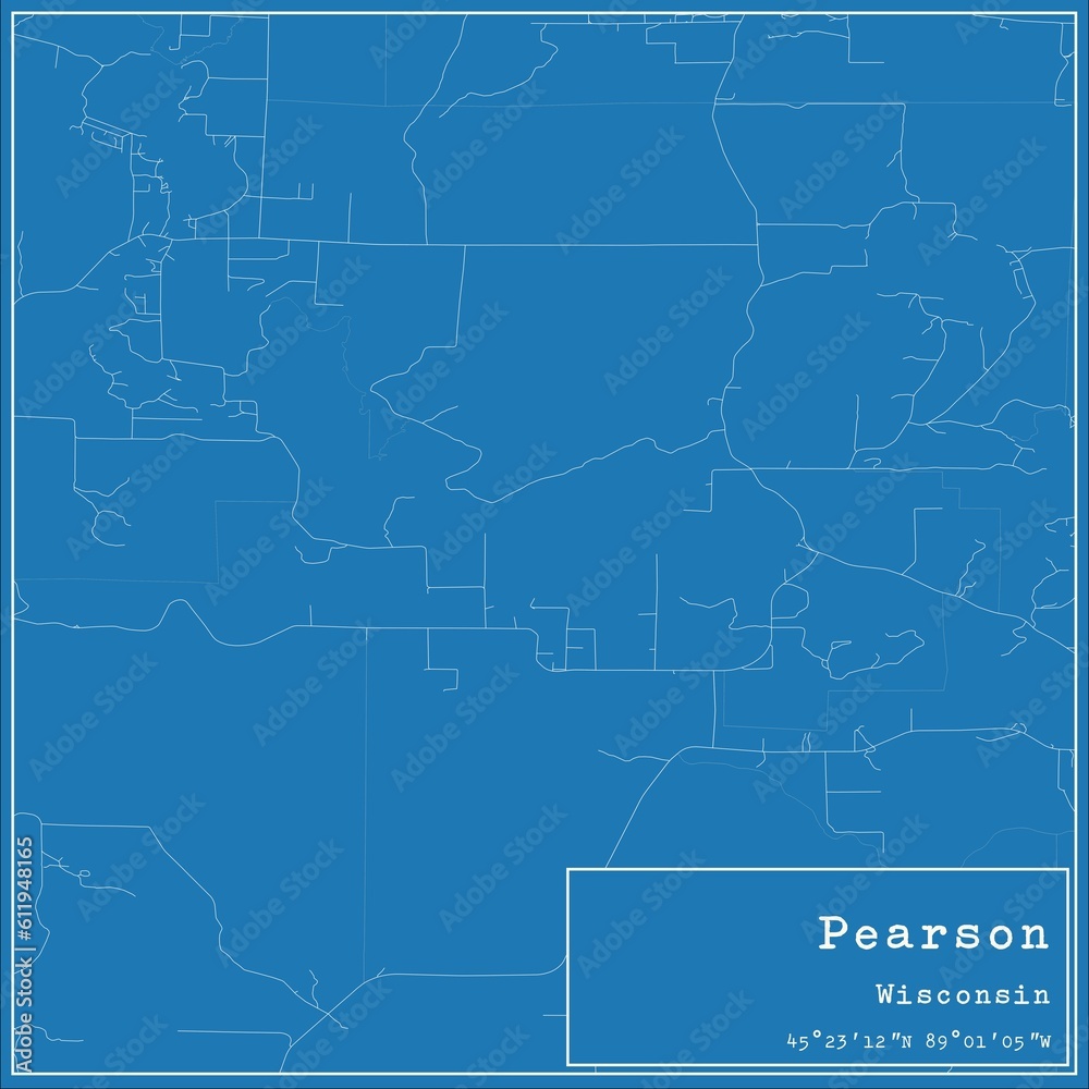 Blueprint US city map of Pearson, Wisconsin.