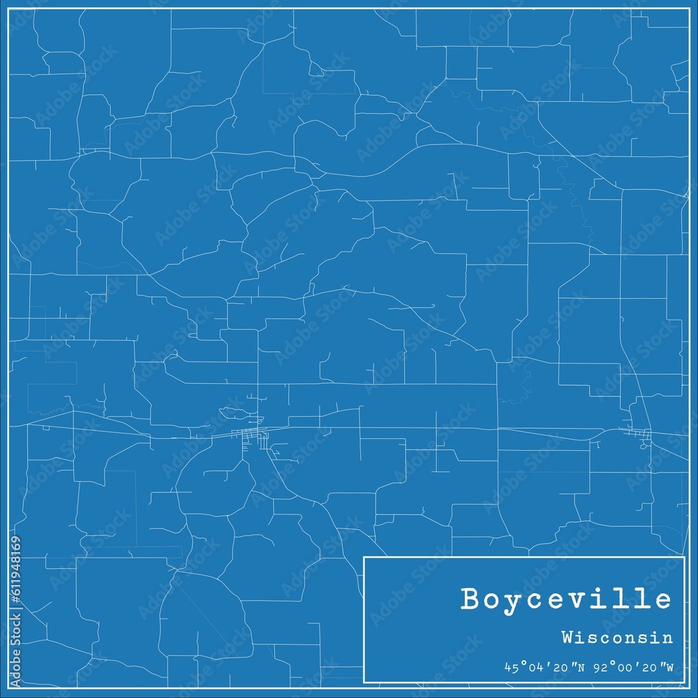 Blueprint US city map of Boyceville, Wisconsin. Blueprint US city map of Boyceville, Wisconsin.
