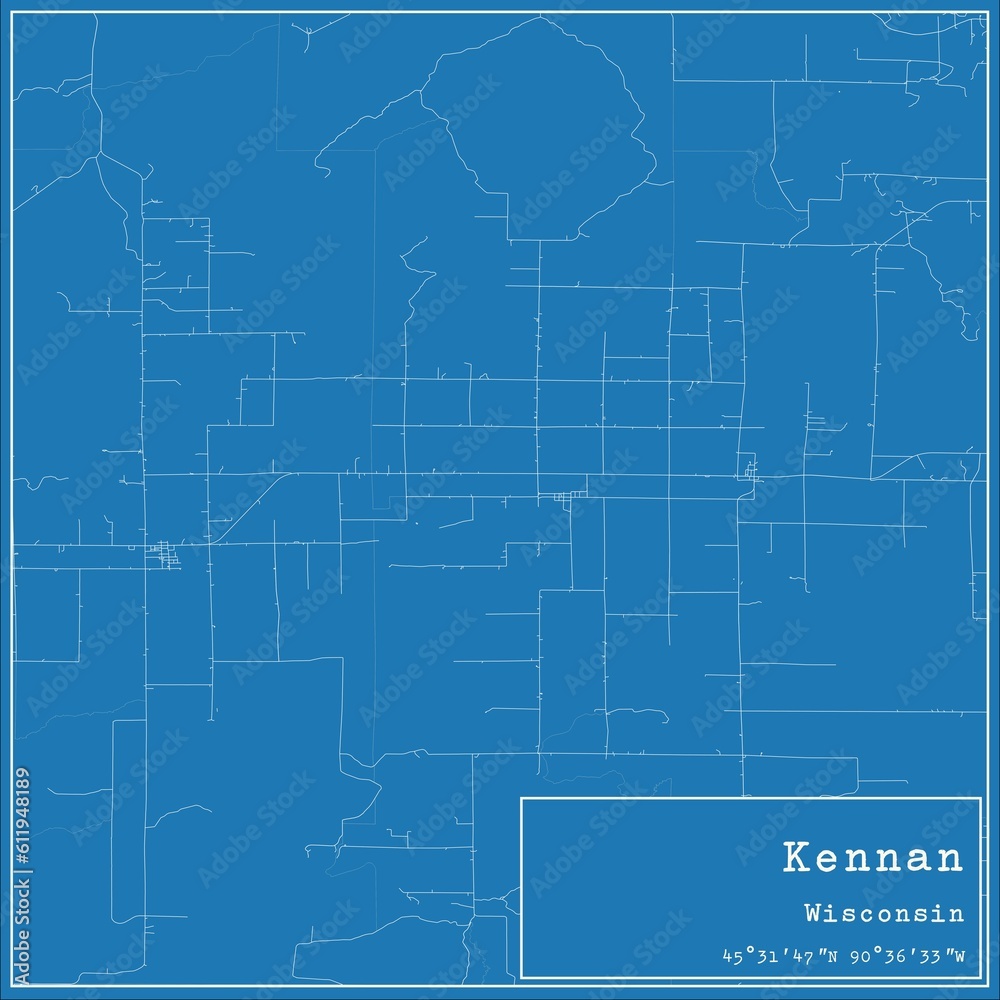 Blueprint US city map of Kennan, Wisconsin.