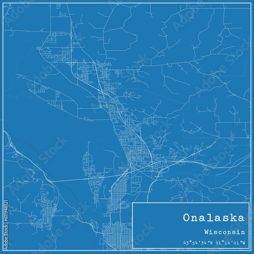 Blueprint US city map of Onalaska, Wisconsin. photo