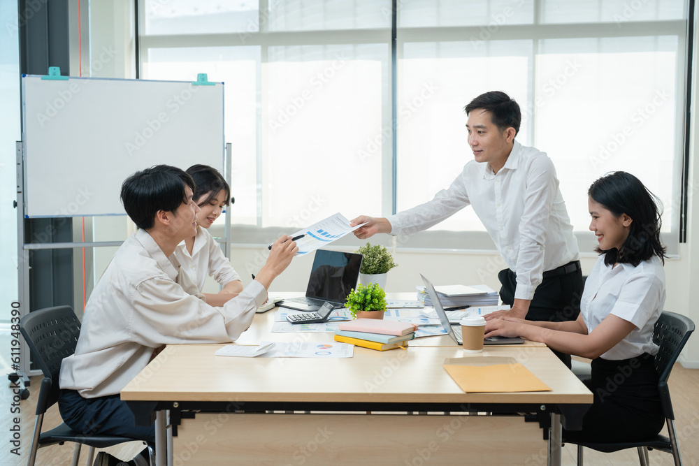 Asian business advisor meeting to analyze and discuss the situation on the financial report in the meeting room.Investment Consultant, Financial , teamwork ,brainstorming ,startup and accounting Asian business advisor meeting to analyze and discuss the situation on the financial report in the meeting room.Investment Consultant, Financial , teamwork ,brainstorming ,startup and accounting