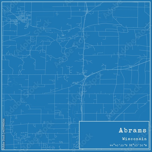 Blueprint US city map of Abrams, Wisconsin.