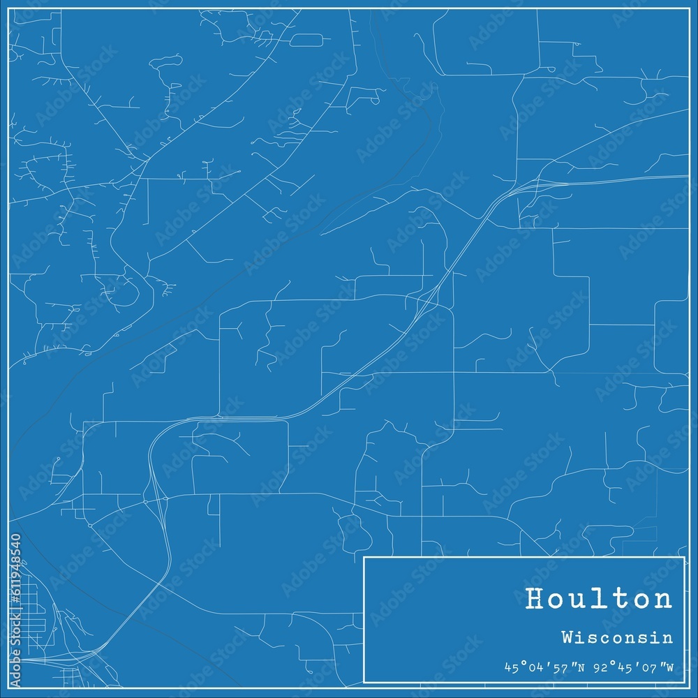 Blueprint US city map of Houlton, Wisconsin. Blueprint US city map of Houlton, Wisconsin.