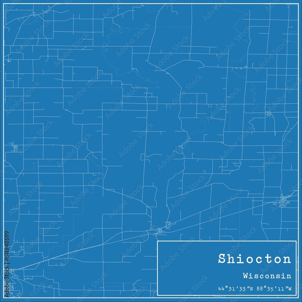 Blueprint US city map of Shiocton, Wisconsin. Blueprint US city map of Shiocton, Wisconsin.