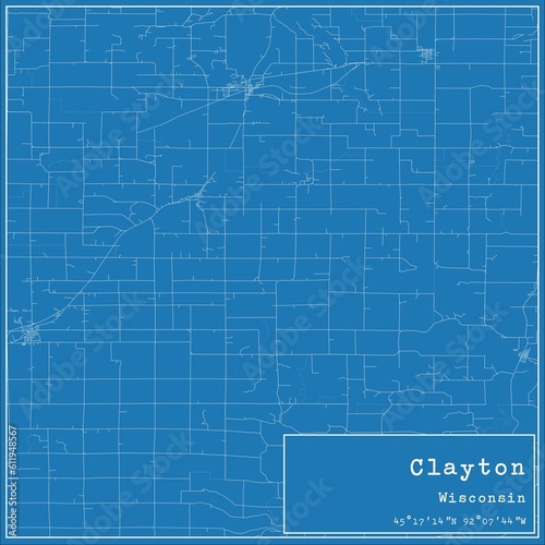 Blueprint US city map of Clayton  Wisconsin.