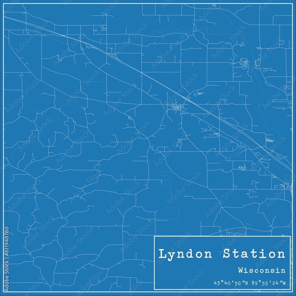 Obraz premium Blueprint US city map of Lyndon Station, Wisconsin.