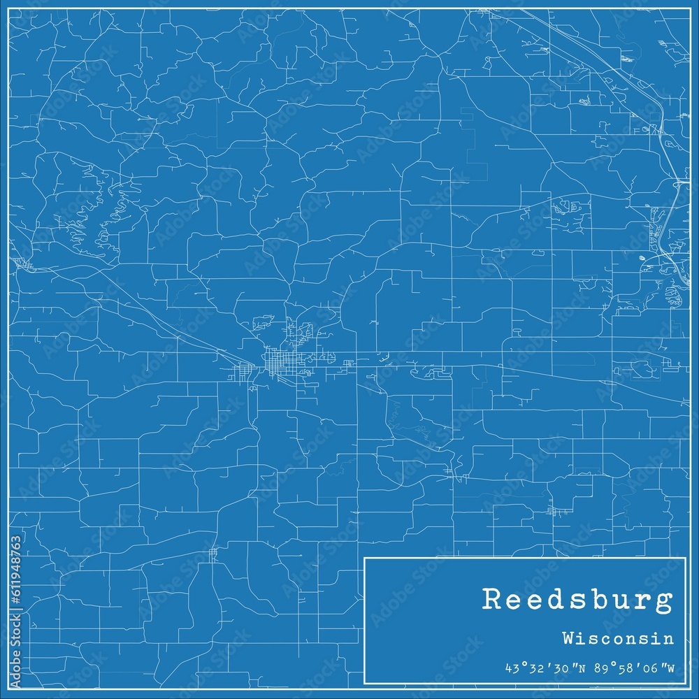 Blueprint US city map of Reedsburg, Wisconsin. Blueprint US city map of Reedsburg, Wisconsin.