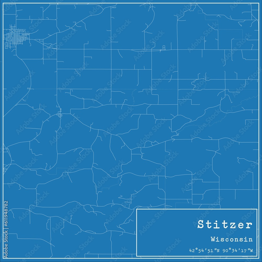Blueprint US city map of Stitzer, Wisconsin.