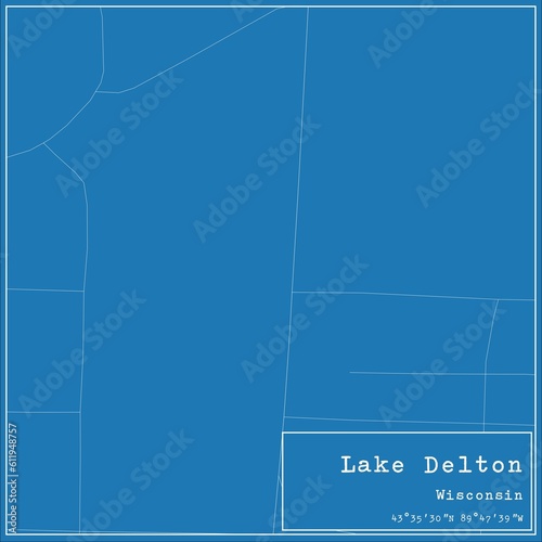 Blueprint US city map of Lake Delton, Wisconsin. photo