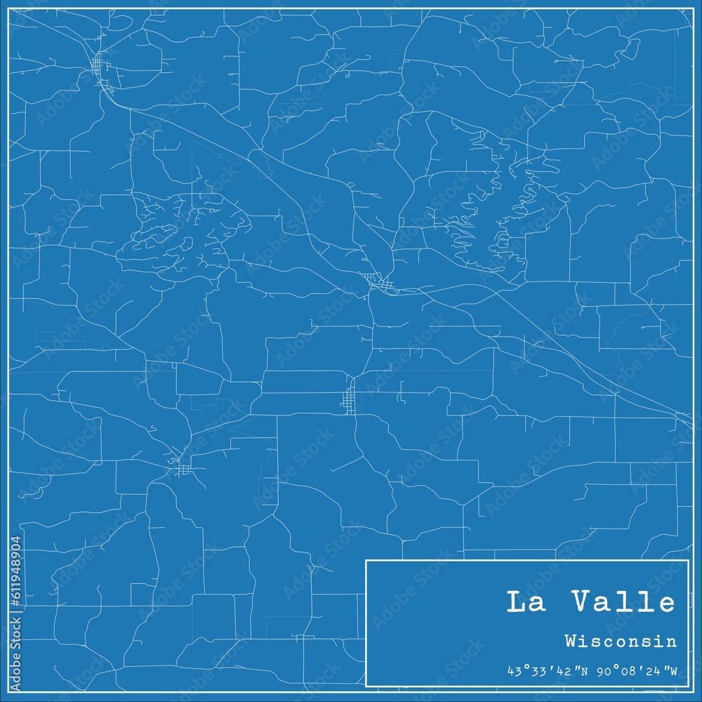 Obraz premium Blueprint US city map of La Valle, Wisconsin.