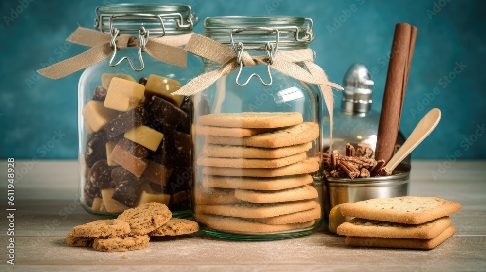 milk and cookies, some cookies in jar - generative AI