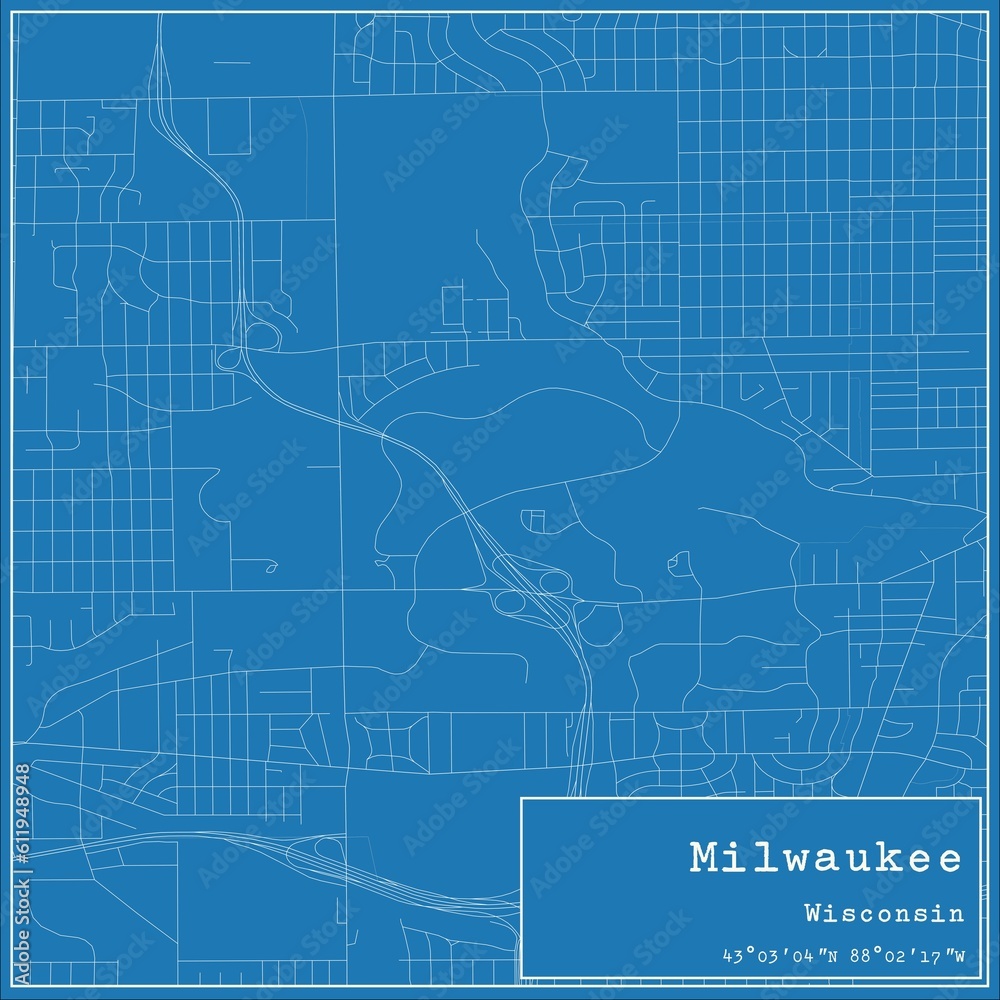 Obraz premium Blueprint US city map of Milwaukee, Wisconsin.