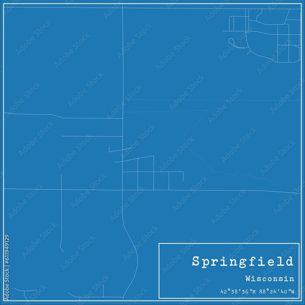 Blueprint US city map of Springfield, Wisconsin. Blueprint US city map of Springfield, Wisconsin.